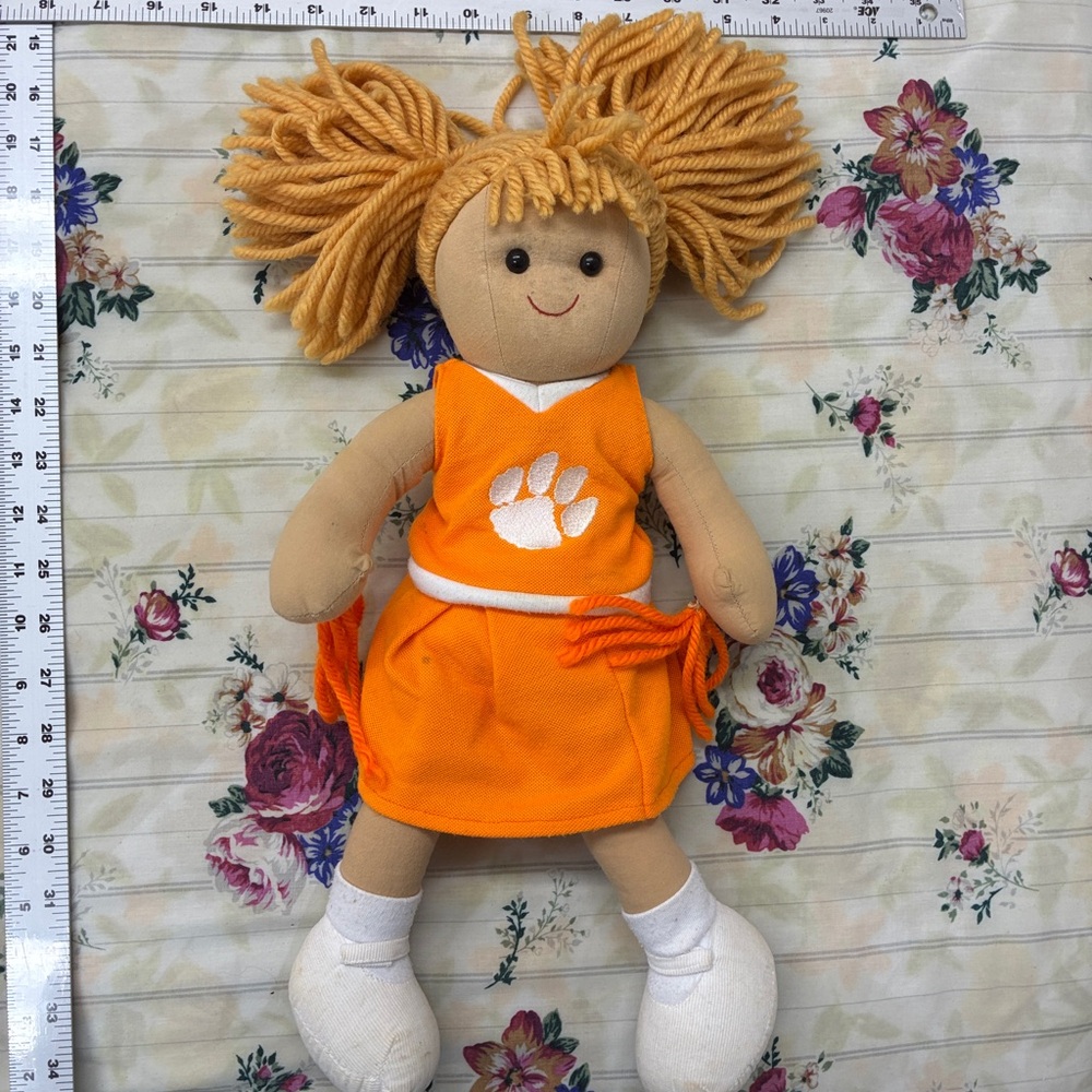 Clemson Tigers Orange Cheerleader Doll with Yarn Hair